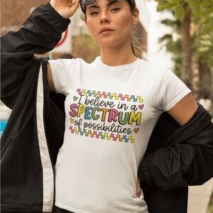 White 'I Believe in a Spectrum of Possibilities' Graphic Tee